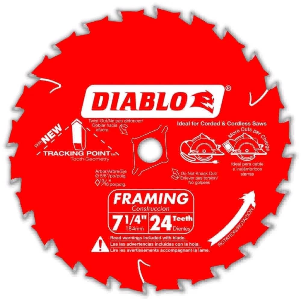 Diablo Tracking Point - Hojas de sierra circular de 24 dientes de 7-1/4 pulgadas...
