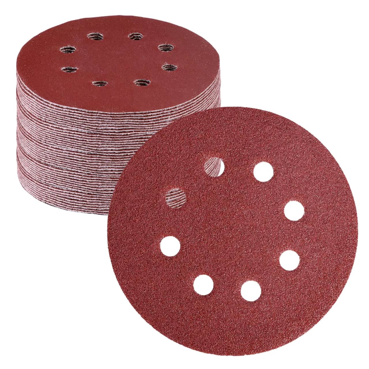 WORKPRO 50 discos de lija de grano 60 - Papel de lija de 5 pulgadas con 8 agujer...